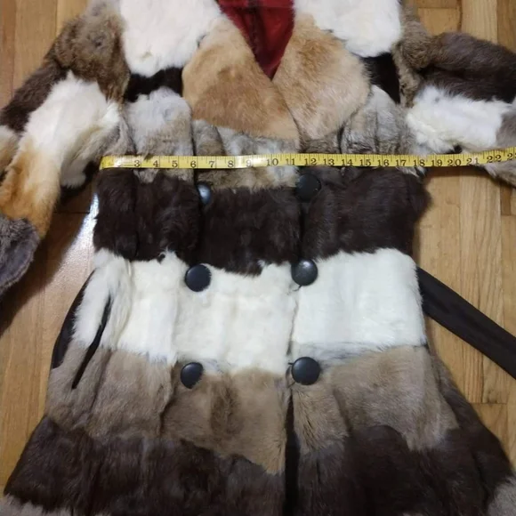 70s vintage multi color dyed rabbit fur coat.